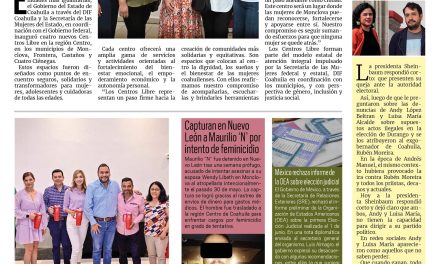Portada RCG Centro [8 de junio de 2025] Cuenta la región Centro con más espacios para atención a mujeres; UAdeC mantiene apoyo para hijos de trabajadores de AHMSA y más…