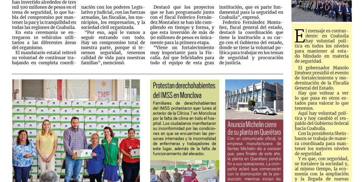 Portada RCG Centro [10 de junio de 2025] Avanza el fortalecimiento de la Fiscalía General del Estado; Carlos Villarreal pone en marcha el programa alimentario ‘Con Valor’ y más…