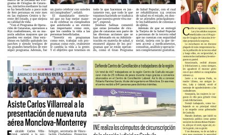 Portada RCG Centro [13 de junio de 2025] Avanza el Programa de Operaciones de Cataratas en Coahuila; asiste Carlos Villarreal a la presentación de nueva ruta aérea Monclova-Monterrey y más…