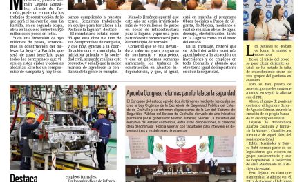 Portada RCG Lagunera [11 de junio de 2025] Invierte estado 150 mdp en el bulevar La Joya-La Partida; diputada apunta nulo recurso federal para ASL y más…