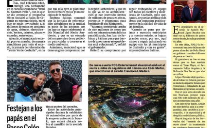 Portada RCG Lagunera [15 de junio de 2025] Realiza Manolo Jiménez una productiva gira por Sabinas; Parquímetros digitales podrían extenderse en Torreón y más…