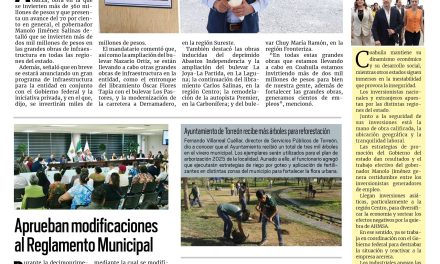 Portada RCG Lagunera [24 de junio de 2025] Avanzan grandes obras en todo Coahuila: Manolo Jiménez; aprueban modificaciones al Reglamento Municipal y más…