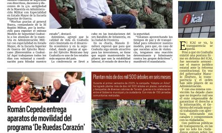 Portada RCG Lagunera [27 de junio de 2025] Comparte Manolo Jiménez Modelo de Seguridad Coahuila con militares; Dr. Vagón ofrecerá servicios de consultas gratuitas en Torreón y más…