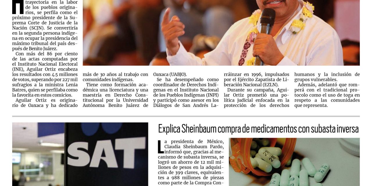 Portada RCG Nacional e Internacional [4 de junio de 2025] Abogado indígena se perfila como próximo presidente de la SCJN; alista SAT visitas a contribuyentes y más…