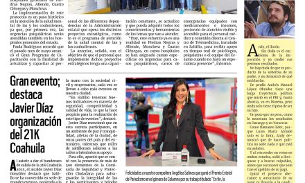 Portada RCG Media [9 de junio de 2025] Inspira Coahuila implementa protocolo para atención de urgencias psiquiátricas; gran evento; destaca Javier Díaz organización del 21K Coahuila y más…