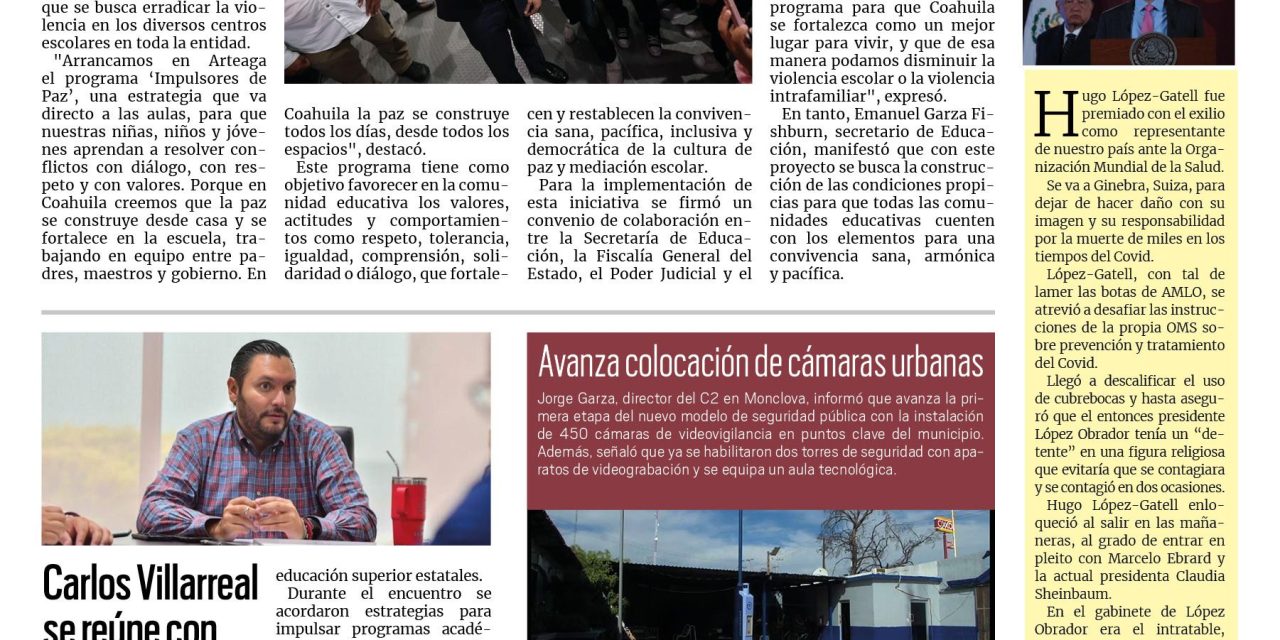 Portada RCG Centro [2 de julio de 2025] Da inicio el programa ‘Impulsores de Paz’; Carlos Villarreal se reúne con representantes de las universidades estatales y más…