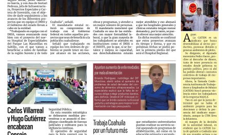 Portada RCG Centro [5 de julio de 2025] Avanza el proyecto del nuevo Hospital de Especialidades para Coahuila; arranca pavimentación en colonia Óscar Flores Tapia en Monclova y más…