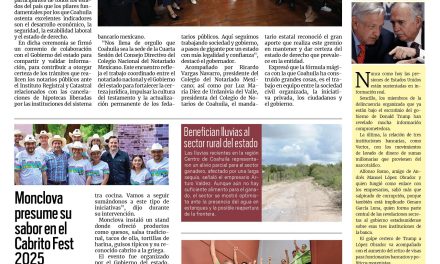Portada RCG Centro [6 de julio de 2025] Coahuila, sede del Consejo Nacional del Notariado Mexicano; Frenan ingreso de delincuentes a la región Centro de la entidad y más…