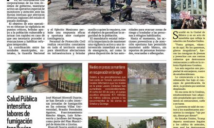 Portada RCG Lagunera [8 de julio de 2025] Se mantiene activo el operativo de atención a emergencias por lluvias; Salud Pública intensifica labores de fumigación tras lluvias y más…