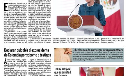 Portada RCG Nacional e Internacional [29 de julio de 2025] Anuncia Claudia Sheinbaum el nuevo Sistema Nacional de Bachillerato; declaran culpable al expresidente de Colombia por soborno a testigos y más…