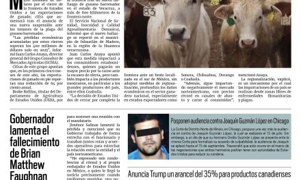 Portada RCG Nacional e Internacional [10 de julio de 2025] Estados Unidos cierra otra vez su frontera a exportaciones de ganado; Gobernador lamenta el fallecimiento de Brian Matthew Faughnan y más…