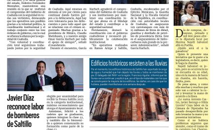 Portada RCG Media [10 de julio de 2025] Reafirman la alianza por la seguridad de Coahuila; Javier Díaz reconoce labor de bomberos de Saltillo y más…