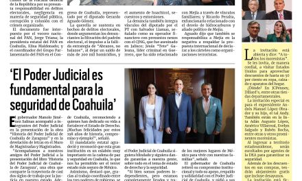 Portada RCG Media [18 de julio de 2025] Denuncia el PAN a diputado del PT ante Fiscalía General de la República; ‘El Poder Judicial es fundamental para la seguridad de Coahuila’ y más…