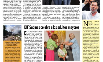 Portada RCG Carbonífera [28 de agosto de 2025] Manolo Jiménez inicia programa de escrituración en Coahuila; DIF Sabinas celebra a los adultos mayores y más…