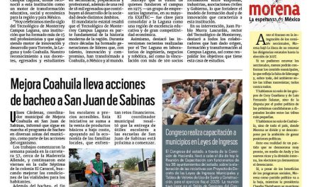 Portada RCG Carbonífera [23 de agosto de 2025] Coahuila reconoce el legado educativo en la región Laguna; Mejora Coahuila lleva acciones de bacheo a San Juan de Sabinas y más…