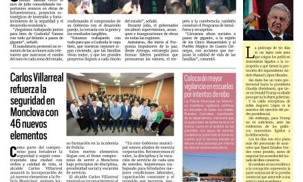 Portada RCG Centro [01 de agosto de 2025] Manolo Jiménez mantiene grandes obras para todo el estado; Carlos Villarreal refuerza la seguridad en Monclova con 46 nuevos elementos y más…