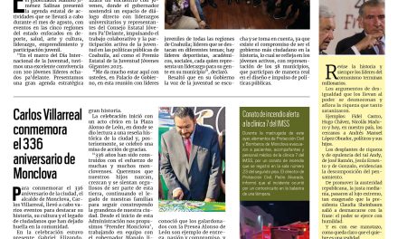 Portada RCG Centro [13 de agosto de 2025] Coahuila es grande porque tenemos una juventud fuerte; Carlos Villarreal conmemora el 336 aniversario de Monclova y más…