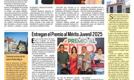 Portada RCG Fronteriza [31 de agosto de 2025] Fortalece Coahuila relaciones con la Unión Europea: Manolo; Se lleva a cabo la quinta edición de ‘Moviéndonos con Amor’ y más…