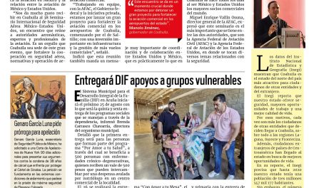 Portada RCG Fronteriza [21 de agosto de 2025] Estado e iniciativa privada impulsarán a los aeropuertos de Coahuila; entregará DIF apoyos a grupos vulnerables y más…