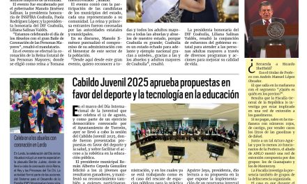 Portada RCG Lagunera [29 de agosto de 2025] Manolo Jiménez reconoce a las personas de la tercera edad; Cabildo Juvenil 2025 aprueba propuestas en favor del deporte y de la tecnología en la educación y más…