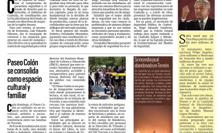 Portada RCG Lagunera [10 de agosto de 2025] Empresarios destacan el nivel de seguridad en Coahuila; Incumplieron más de 500 escuelas con vida saludable y más…