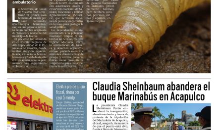 Portada RCG Nacional e Internacional [24 de agosto de 2025] Reportan primer caso de gusano barrenador en humano en Yucatán; Claudia Sheinbaum abandera el buque Marinabús en Acapulco y más…