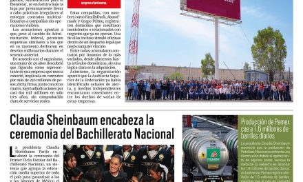 Portada RCG Nacional e Internacional [27 de agosto de 2025] Destapan nuevo caso de corrupción en Alimentación para el Bienestar; Claudia Sheinbaum encabeza ceremonia del Bachillerato Nacional y más…