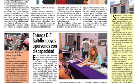 Portada RCG Media [31 de agosto de 2025] Fortalece Coahuila relaciones con la Unión Europea: Manolo; Ruta Estudiantil de Ramos Arizpe tiene monitoreo en tiempo real y más…