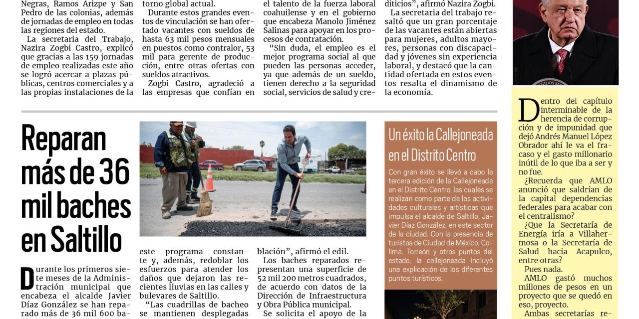 Portada RCG Media [3 de agosto de 2025] Gobierno del estado acerca más de 12 mil empleos a coahuilenses; Apoya Ramos Arizpe a 22 planteles educativos y más…