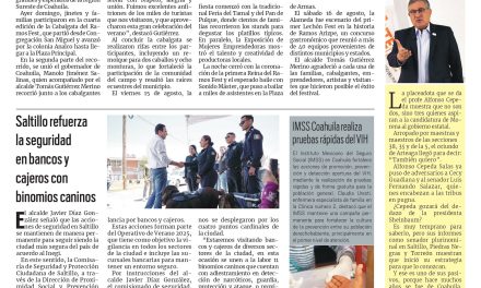 Portada RCG Media [18 de agosto de 2025] Ramos Fest 2025, un gran éxito; Saltillo refuerza la seguridad en bancos y cajeros con binomios caninos y más…