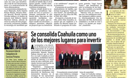 Portada RCG Centro [11 de septiembre de 2025] Morena vota en contra del transporte gratis en Saltillo; se consolida Coahuila como uno de los mejores lugares para invertir y más…