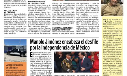 Portada RCG Centro [17 de septiembre de 2025] Huachicol, sello de corrupción en gobiernos de Morena; Manolo Jiménez encabeza el desfile por la Independencia de México y más…