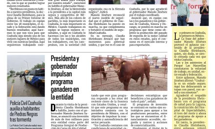 Portada RCG Fronteriza [8 de septiembre de 2025] En Coahuila, es momento de trabajar unidos: Claudia Sheinbaum; Presidenta y gobernador impulsan programa ganadero en la entidad y más…
