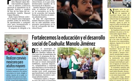 Portada RCG Fronteriza [18 de septiembre de 2025] Se ampara Andy López Beltrán; fortalecemos la educación y el desarrollo social de Coahuila: Manolo Jiménez y más…