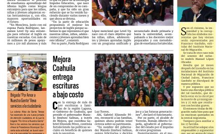 Portada RCG Fronteriza [26 de septiembre de 2025] Manolo Jiménez da inicio al programa Level Up; Mejora Coahuila entrega escrituras a bajo costo y más…