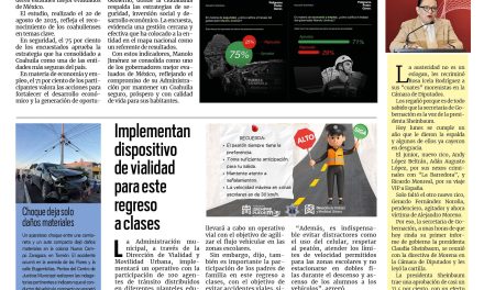 Portada RCG Lagunera [1 de septiembre de 2025] Manolo Jiménez, uno de los gobernadores mejor evaluados del país;Implementan dispositivo de vialidad para este regreso a clases y más…
