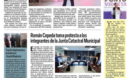 Portada RCG Lagunera [6 de septiembre de 2025] DIF Coahuila realiza la pasarela ‘Entre Hilos y Tintos’; Román Cepeda toma protesta a los integrantes de la Junta Catastral Municipal y más..