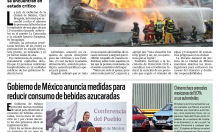 Portada RCG Nacional e Internacional [12 de septiembre de 2025] Suman 8 muertos por explosión de pipa en Iztapalapa; Gobierno de México anuncia medidas para reducir consumo de bebidas azucaradas y más…
