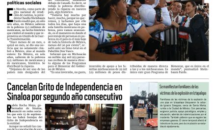 Portada RCG Nacional e Internacional [15 de septiembre de 2025] En México salieron de la pobreza 13.5 millones de mexicanos; cancelan Grito de Independencia en Sinaloa por segundo año consecutivo y más…