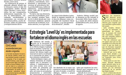 Portada RCG Media [4 de septiembre de 2025] PAN presenta denuncia contra Andrés Manuel López Beltrán; estrategia ‘Level Up’ es implementada para fortalecer el inglés en las escuelas y más…