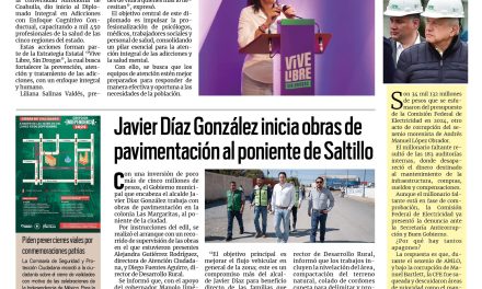 Portada RCG Media [15 de septiembre de 2025] DIF Coahuila capacita a personal de salud para atención de adicciones; Javier Díaz inicia obras de pavimentación al poniente de Saltillo y más…