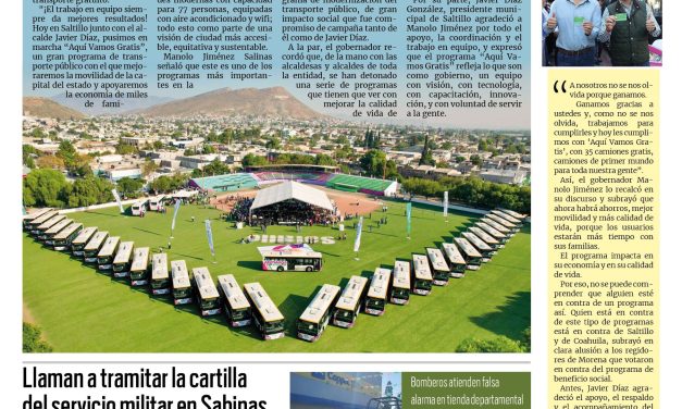 Portada RCG Carbonífera [1 de octubre de 2025] Manolo Jiménez y Javier Díaz dan inicio al programa ‘Aquí Vamos Gratis’; llaman a tramitar la cartilla del servicio militar en Sabinas y más…