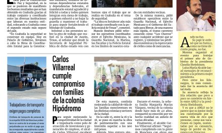 Portada RCG Centro [4 de octubre de 2025] En seguridad seguimos con todo pa´delante: Manolo Jiménez; Carlos Villarreal cumple compromiso con familias de la colonia Hipódromo y más…