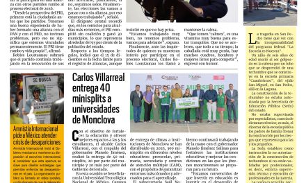 Portada RCG Centro [23 de octubre de 2025] PRI esperará tiempos para definir alianza; Carlos Villarreal entrega minisplits a universidades de Monclova y más…
