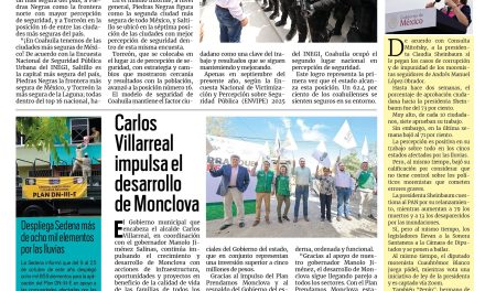 Portada RCG Centro [27 de octubre de 2025] Coahuila tiene las ciudades más seguras de México; Carlos Villarreal impulsa el desarrollo de Monclova y más…
