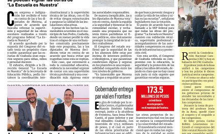 Portada RCG Centro [29 de octubre de 2025] Diputados de Morena votan en contra de la seguridad de los estudiantes; arranca Manolo Jiménez obra de inversión coreana en Monclova y más…