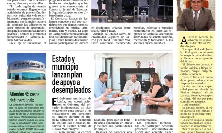 Portada RCG Fronteriza [5 de octubre de 2025] Impulsa DIF Coahuila el programa ‘Vive Libre Sin Drogas’; Inicia construcción de barda perimetral en secundaria y más…