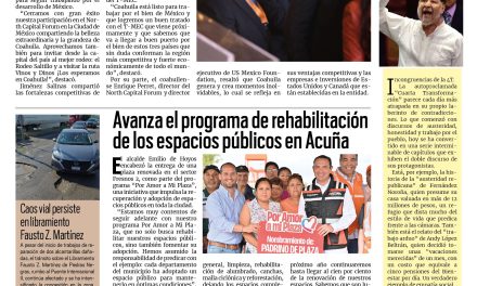 Portada RCG Fronteriza [8 de octubre de 2025] Manolo Jiménez presenta fortalezas de Coahuila en CDMX; avanza el programa de rehabilitación de espacios públicos y más…