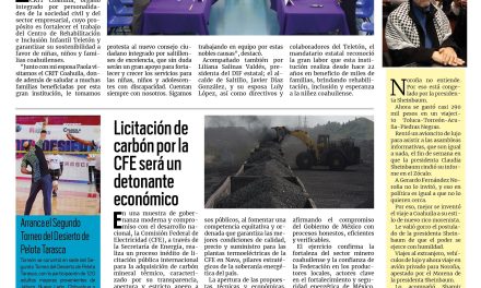 Portada RCG Lagunera [9 de octubre de 2025] Manolo Jiménez instala el Consejo Benefactor del CRIT Coahuila; licitación de carbón por la CFE será un detonante económico y más…