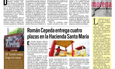Portada RCG Lagunera [11 de octubre de 2025] Manolo Jiménez refuerza al programa de apoyo a ganaderos de Coahuila; Román Cepeda entrega cuatro plazas en la Hacienda Santa María y más…